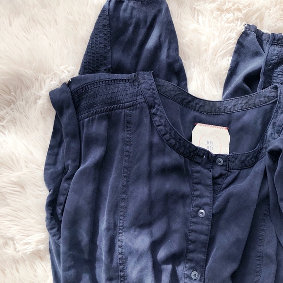 Anthropologie Pants - ANTHROPOLOGIE blue short sleeve button up jumpsuit